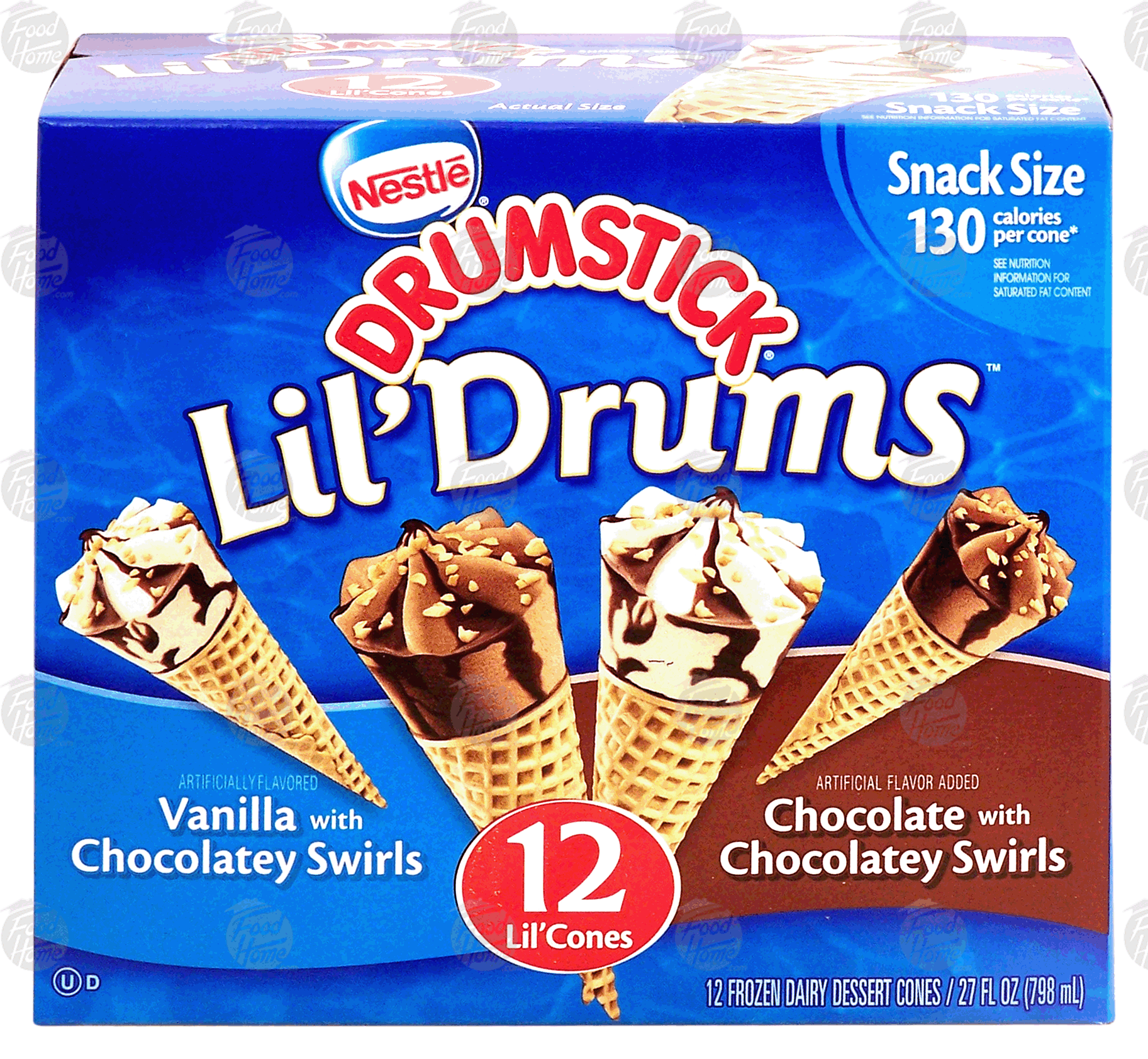 Nestle Drumstick lil' drums; vanilla with chocolately swirls and chocolate with chocolately swirls, 12 lil' cones Full-Size Picture